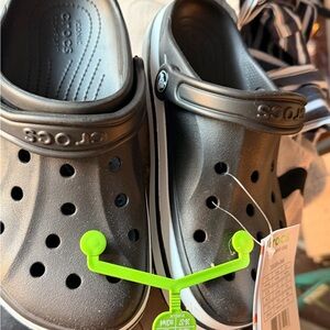 CROCS Black Clogs with White Midsole Stripe